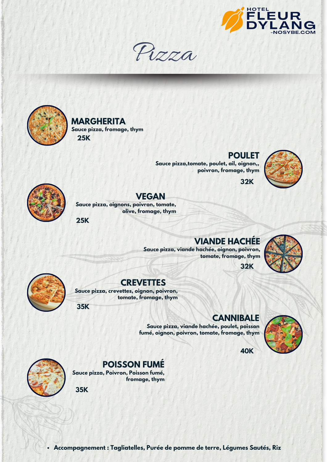 Carte Pizza — Restaurant Fleur d'Ylang